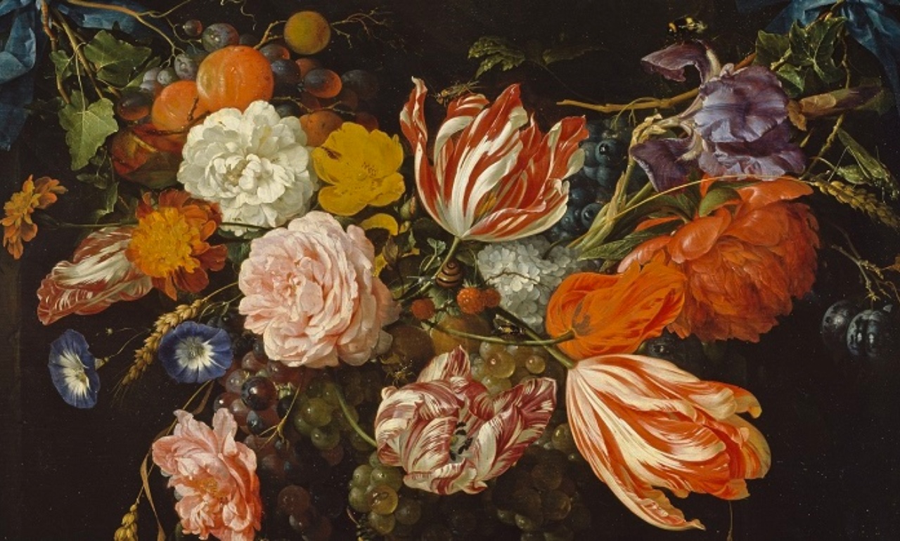 Jan D. de Heem, <i>Girlande aus Blumen und Früchten</i>, um 1660,