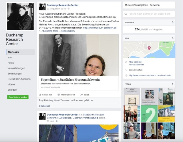 Duchamp-Forschungszentrum auf Facebook