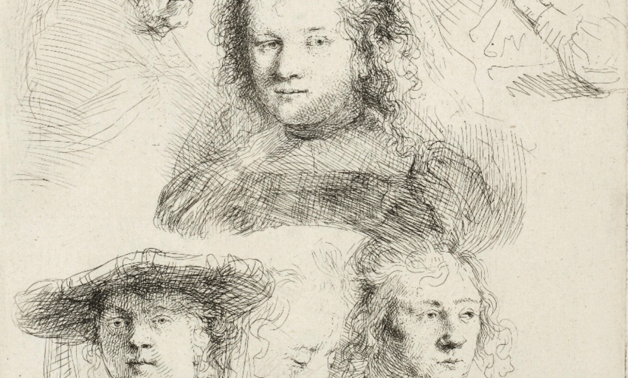 Rembrandt, <i>Sketch of six woman's heads</i>, 1636