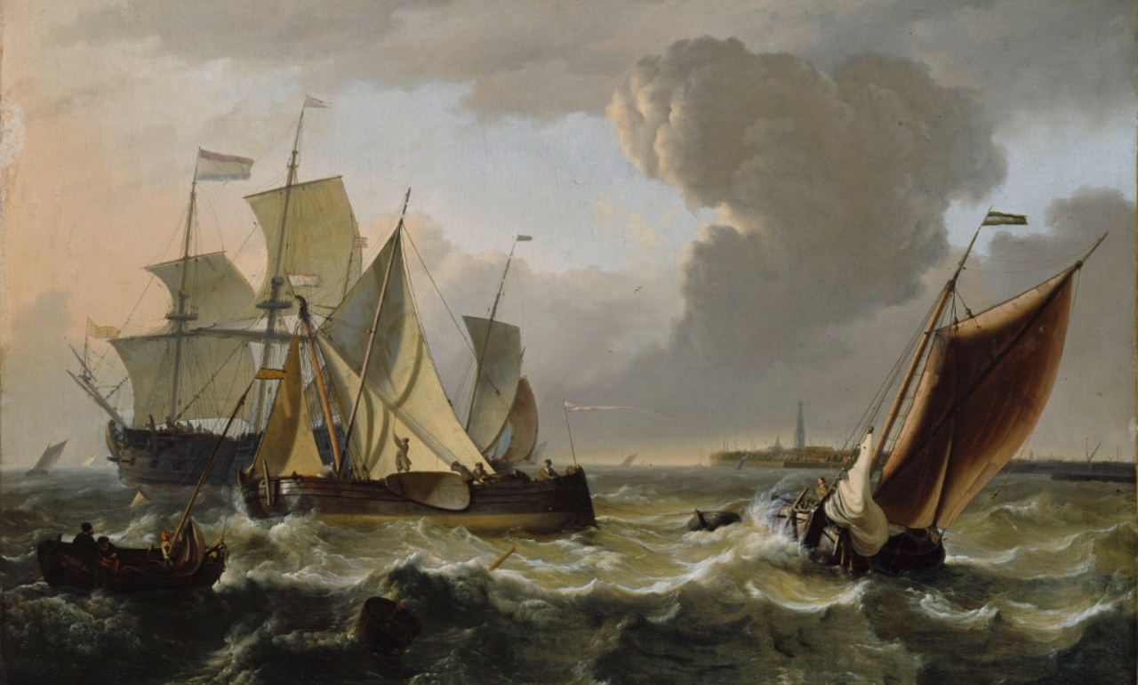 Ludolf Backhuysen, <i>Stormy Sea with Ships near Enkhuzien</i>, around 1680