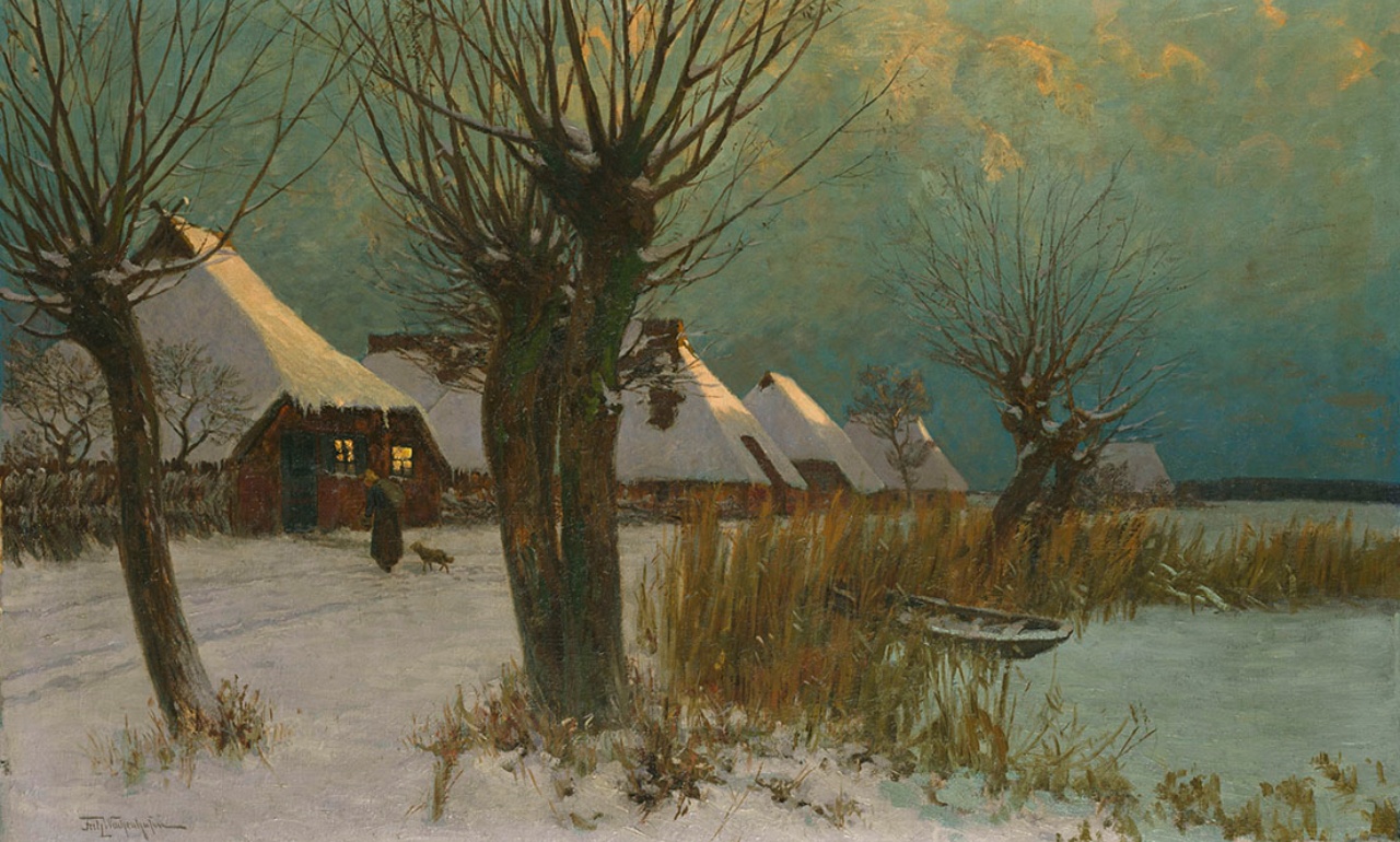 Friedrich Wachenhusen, Althagen im Schnee, um 1910